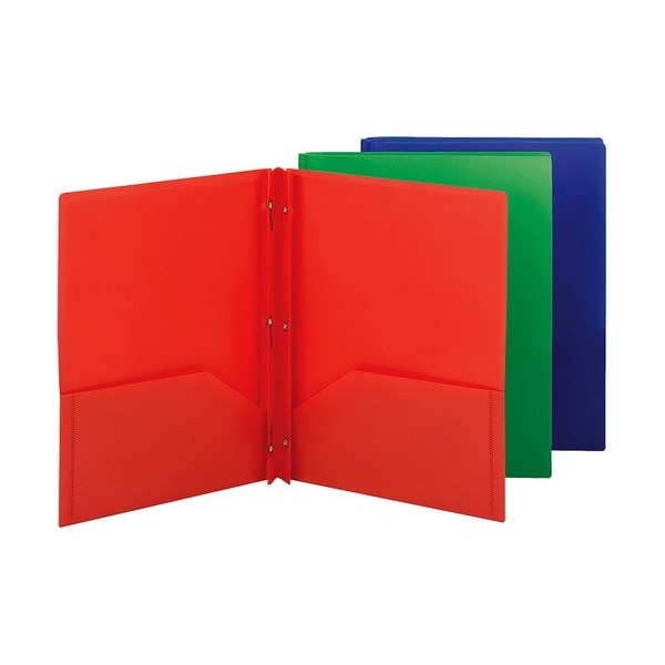 Smead Fastener Folder, 2-Pocket, 180 Sht Cap, Letter, AST, 3PK SMD87737 - main